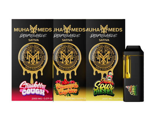 MUHA MEDS * (SATIVA ) Disposable 2000MG ( Strawberry Cough / Pineapple Express / Sour Diesel )
