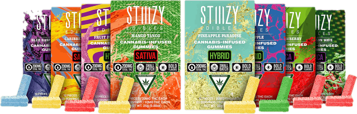 STIIIZY 10pc x 10mg Gummies ( Pineapple / Sour Apple / Fruit Punch ) [Hybrid]