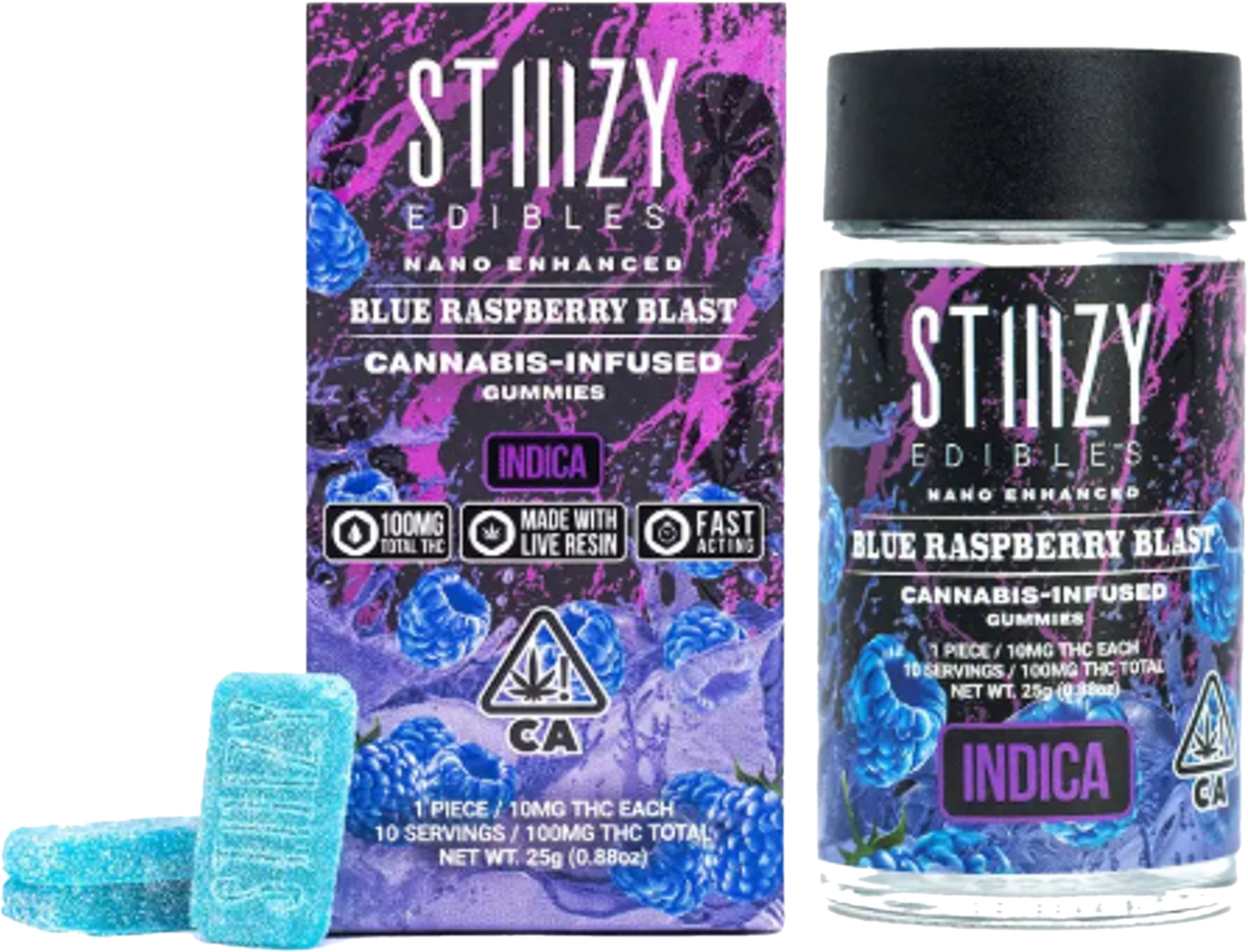 BLUE RASPBERRY BLAST - Gummies 100mg THC Edibles